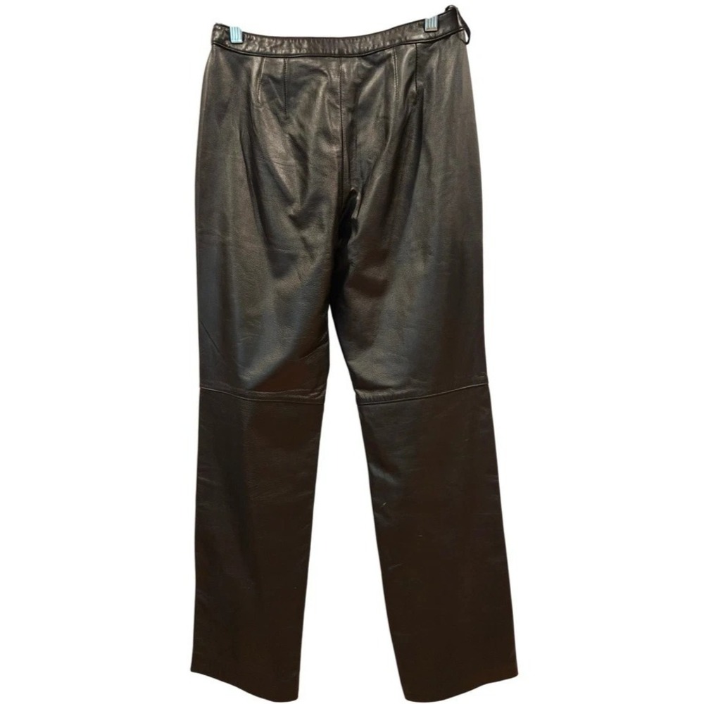 Vintage Y2K Brown Leather Pants Womens 6 Straight Leg Minimalist Fall - Picture 5 of 11
